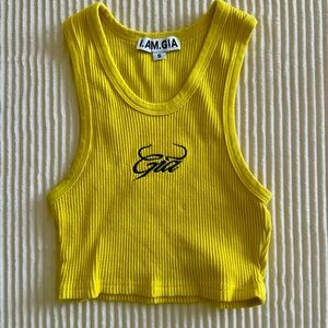 I.AM.GIA Vibrant Yellow Ribbed Crop Top